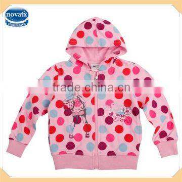 ( F1903 ) Pink 12M-6Y kid winter coat polka dot fleece hoody cotton girl baby jacket