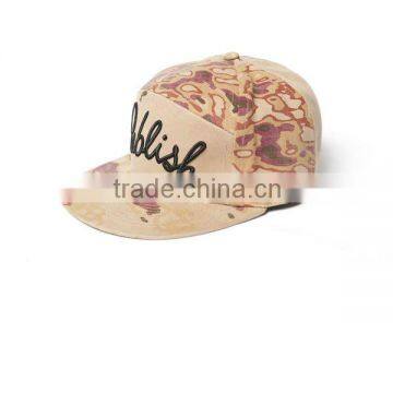 100% acrylic 3D embroidery flat peak cap with elastic sweatband