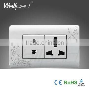 2016 Hot Sales Wallpad 110-250V PC Frame US/AU 5 Pin Universal Wall Socket Flower Pattern 118*72mm