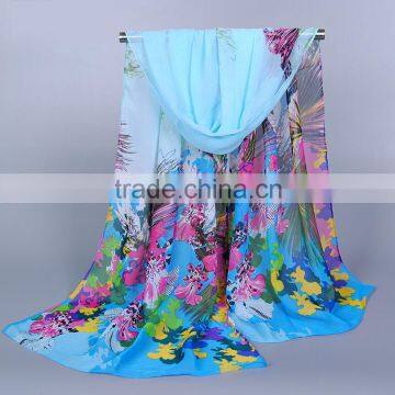 Multicolor Design Floral Print Women Fashionable Chiffon Silk Scarf 160*50 Female Gifts Pashmina shawls Scarf/Scarves