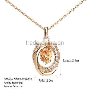18k Gold Filled Jewelry Austrian Crystal Rhinestone Pendant Necklace With Zircon Stone photo-3