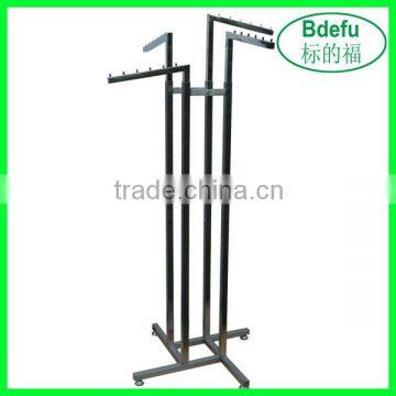 Clothes Garment Rail 4 arm Shop Unit Display Stand Rack Heavy Duty Chrome Metal