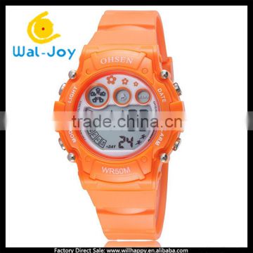 WJ-5254 candy color rubber strap children hours waterproof OHSEN student sport watch