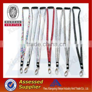 Factory direct supply diamond crystal rhinestone badge lanyards