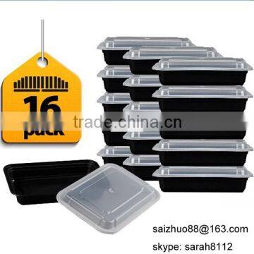 800ml food grade take away container plastic food box with clear lid 16-pack