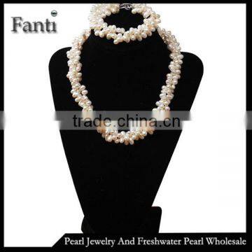 Fashion Wedding/Party Jewelry Set-White Pearl Set freshwater pearl set design