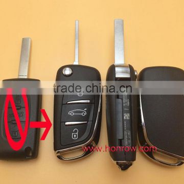 Good Quality Citroen 3 button modified remote key blank with VA2 307 Blade- 3Button -Trunk- With battery place