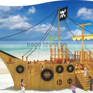 Kaiqi KQ60081A children favorite wooden pirate ship outdoor playground