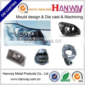 Guangdong manufacture OEM aluminum die casting automobile led headlight housing, motorcycle headlight enclosure