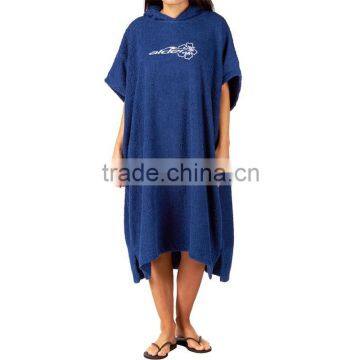 100% cotton plain woven logo embroidery solid blue adult hoodie towel adult changing hoodie towel