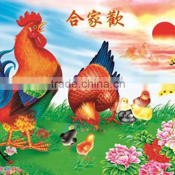 chinese rooster artistical drawing custom wallpaper printing