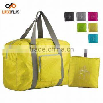 Luckiplus Foldable Travel Duffel Bag Luggage Sports Gym Water Resistant Nylon Yellow