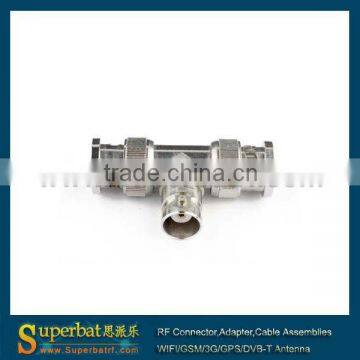 BNC adapter BNC Jack to 2 BNC Plug "T" type brass male and female adapter