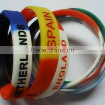 debossed color filled silicone country wristbands