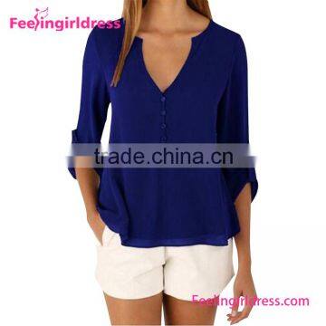 Blue office cutting for ladies new blouse neck designs