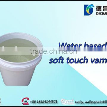 Water based soft touch varnish