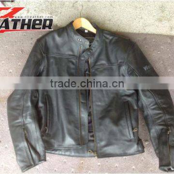 Mens Black Classic Leather Motorcycle Jacket with protection