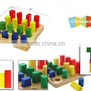 wood shape sorting blocks, color shape and height recognition for children