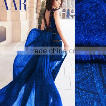 wholesale indigo blue amoebae printed silk chiffon fabric