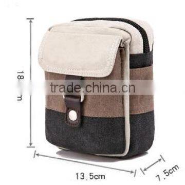 Canvas Universal Mobile Phone Shoulder Bag Pouch Case With Neck Strap