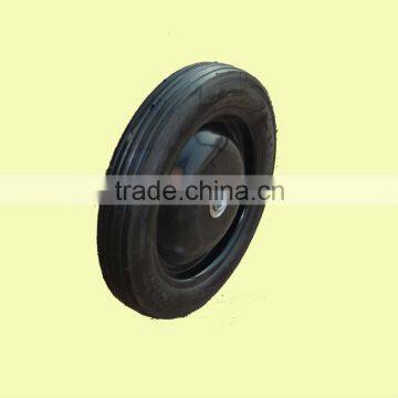 10x1.75 semi pneumatic rubber wheel with rib tread and steel rim for mowers and handcarts