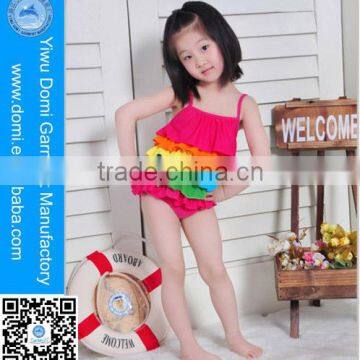 Cute Colorful Tiered Rainbow Kids Swimwear for Girls