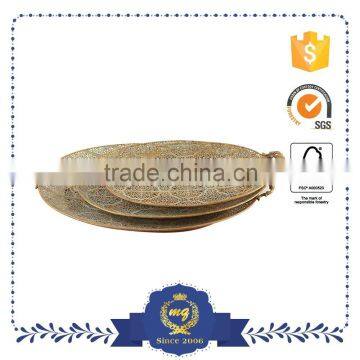 Round Gold Thin Metal Serving Tray