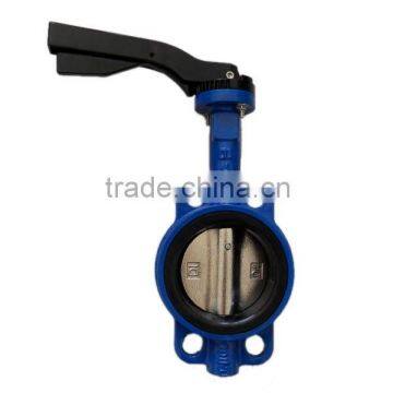 Wafer butterfly valve with pin-hand lever