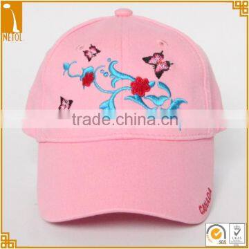 Good quality 100% cotton 6 panel sports style gilr baseball caps