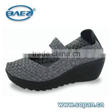 Ladies elastic shoes with good quality pu outsole