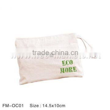 Natural Green Organic Cotton Zipper Collect Collection Handbag Cosmetic Pouch Bag