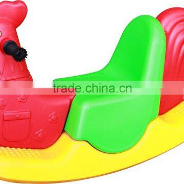 Tri-color children plastic chicken rocking horse