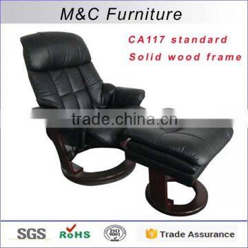 CA117 standard PU and foam material wooden frame best recliner chair