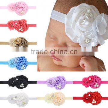 2016 promotion Baby flower Headband Solid Color Girl Children Infant Baby Hair Hairband Accessories Elasticity Headband