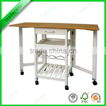 New Design MDF With PVC Wooden Kitchen Trolley With Wheels photo-4