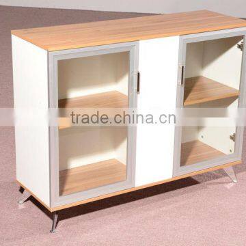 HC-M020 modern walnut color wood cabinet with glass door