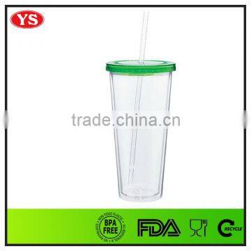 24oz Double Wall Promotional Insulated Acrylic Tumbler With Straw