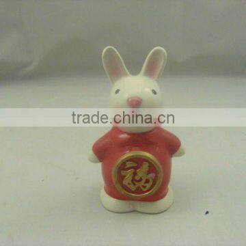 Ceramic eletroplated Plutus rabbit