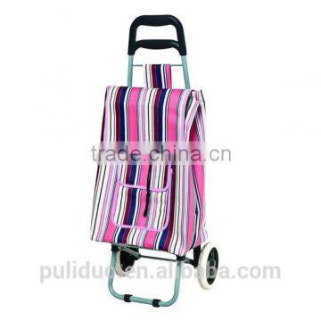 Straight 2 Wheeled Folding Supermarket Shopping Cart Bag With Cooler Pocket photo-2