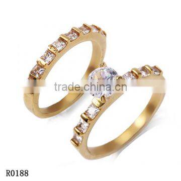 Wholesale engagement couple finger rings 18k solid gold plated cz diamonds high quality finger rings more attractive