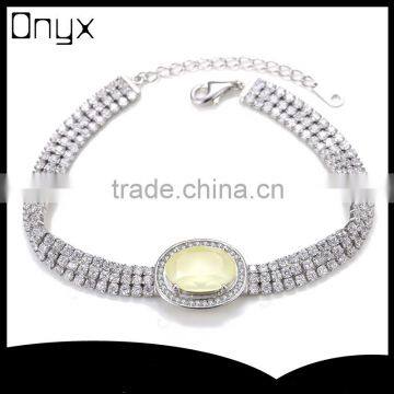 Fashion 925 Sterling Silver Big White AAA Zircon Prong Setting Bracelet