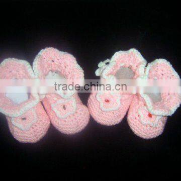 100%cotton hand infant crochet booties baby 3D wholesale sock