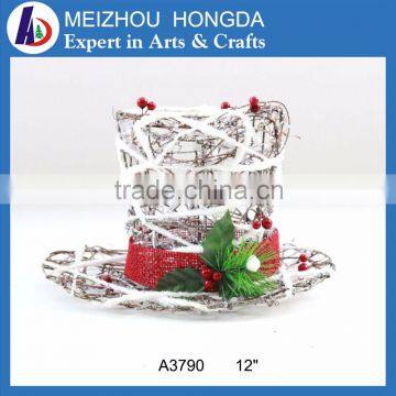 Chinese Christmas Ornament Rattan Hat Christmas Decorations With Light