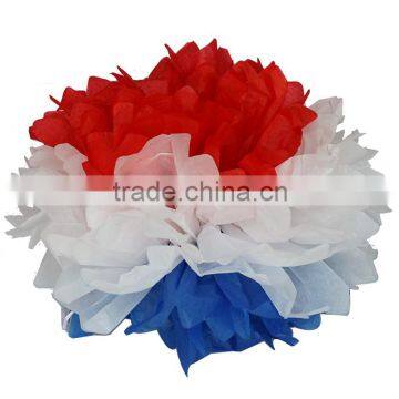 red white blue tissue paper pom poms flower balls