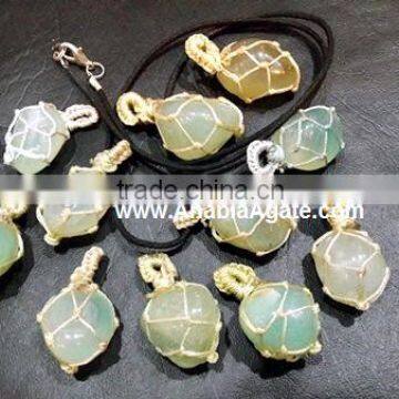 Green Onyx Netted Tumble Pendant With Cord : Wholesale Tumbel Pendant