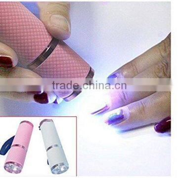 9LED MINI Nail Dryer LED Flashlight Currency Detector LED Aluminum Alloy