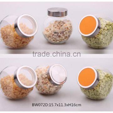 double bottom glass jars with metal lid