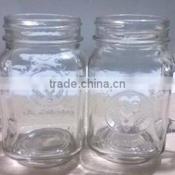 500ml clear glass mason jar with handle