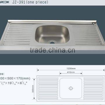 120x50cm Single Bowl Double Tray Stainless Steel Kitchen Sink photo-2