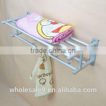 TOWEL RACK SHELF PREMIUM ALUMINUM SILVER FOLDED BATH WITH 5 HOOKS SHELF WASHCLOTH HOLDER photo-5